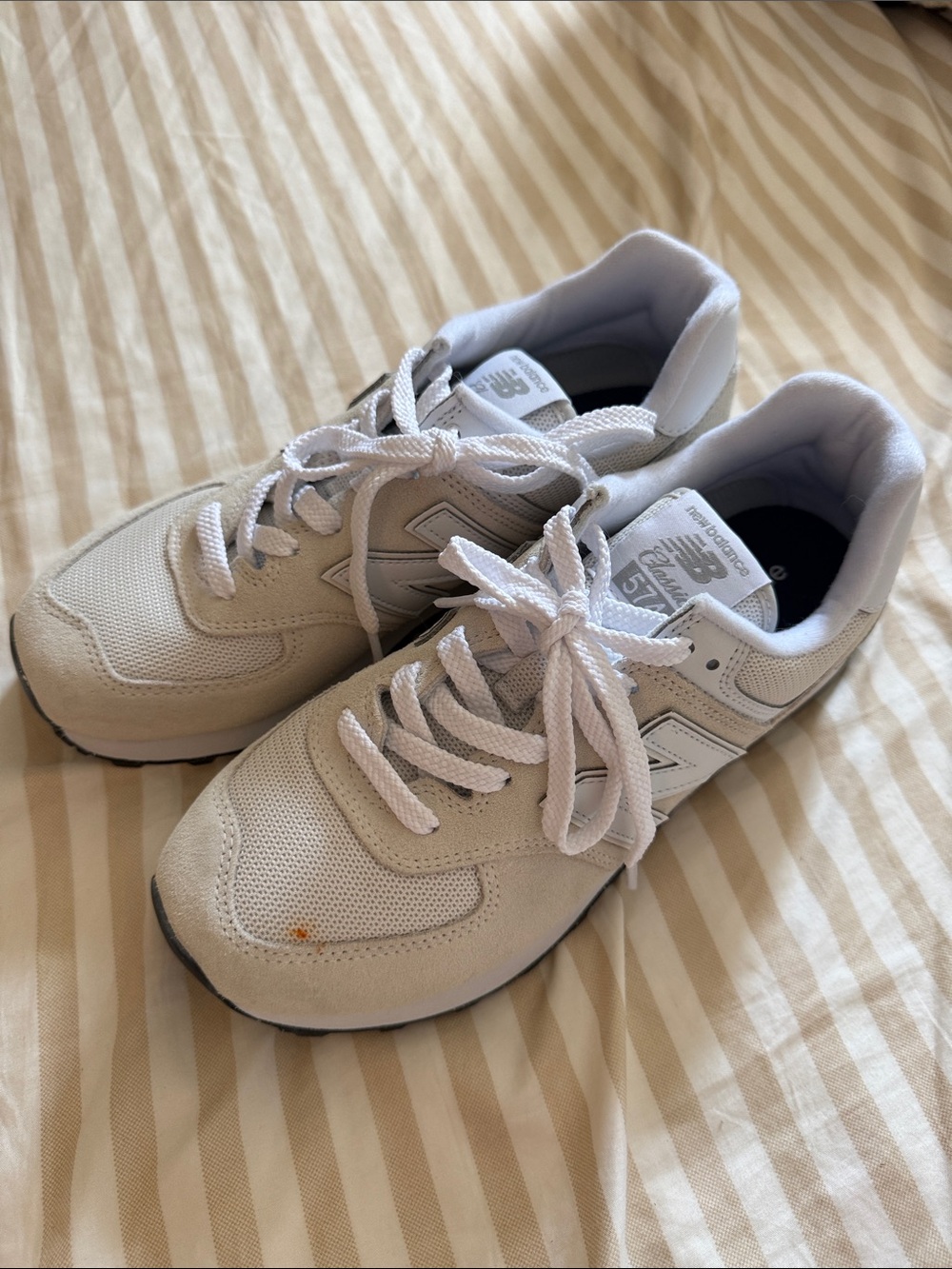 New Balance White/Light Gray Retro Runner Sneakers